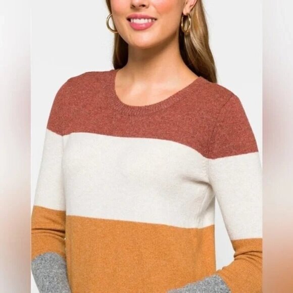Pinque Women's Gina Crew Neck Striped Sweater Gray Orange Block Size XL NWT - Picture 9 of 9